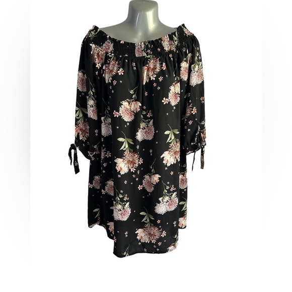New Look Tunic Floral Long Sleeve Off Shoulder Dress • Size: L• Used - Picture 2 of 6